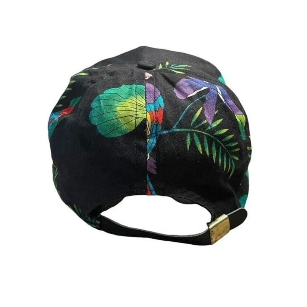 Vintage Breckenridge Colorado Hat Mens Black Tropical Parrot Floral USA‎